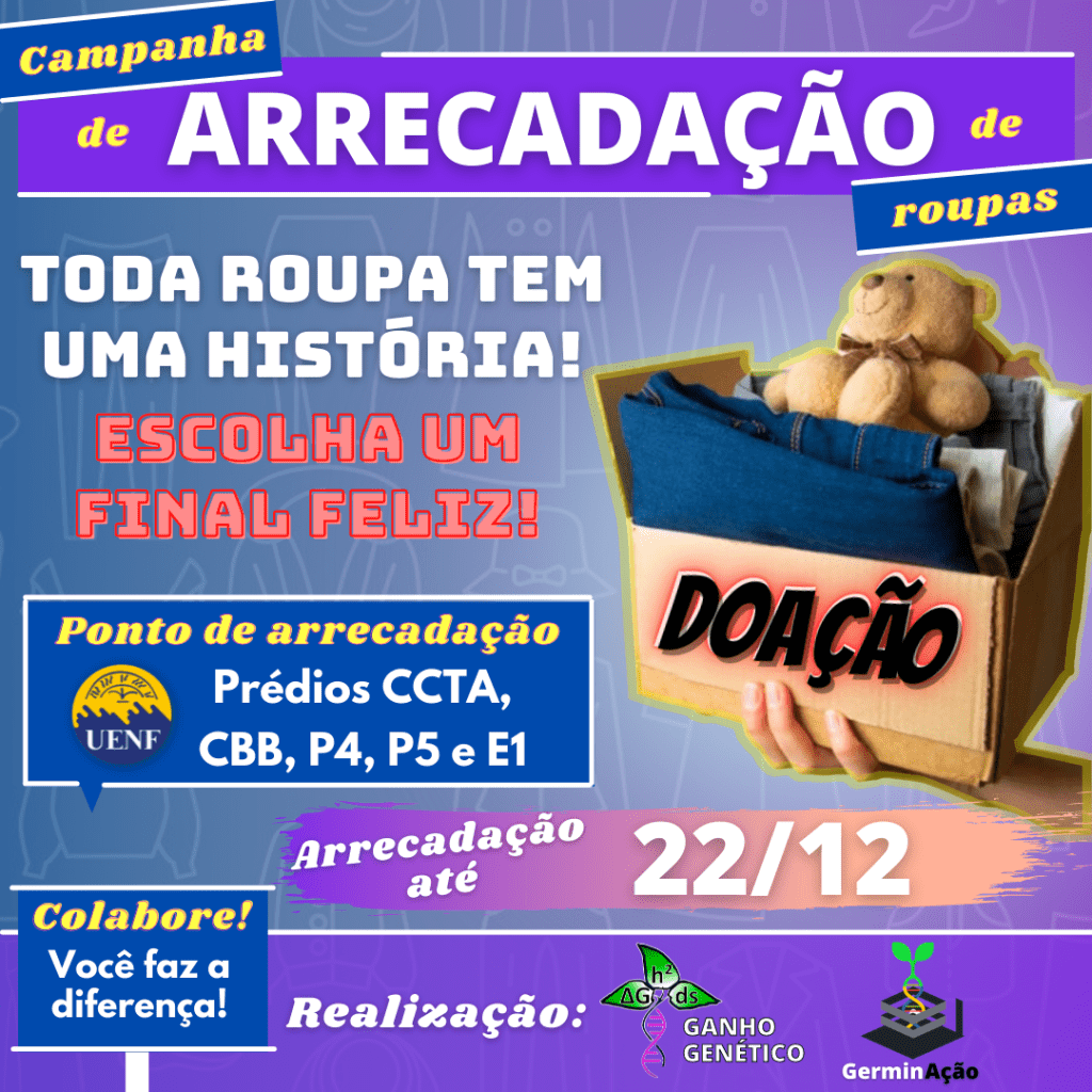 O projeto de arrecadação para doação de roupas está sendo