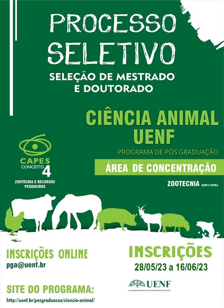 Processo Seletivo 2024/1 – Mestrado e Doutorado - Programa de Pós-Graduação  em Ciência Animal