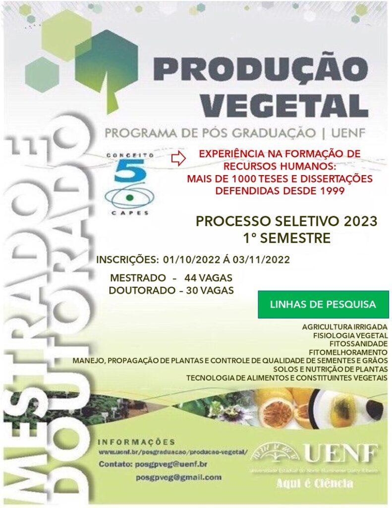 EDITAL DE SELEÇÃO – 2023 – Produção Vegetal